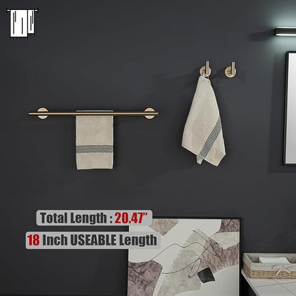 JQK Double Towel Bar Champagne Bronze, 20.5 Inch 304 Stainless Steel Thicken 0.8mm Towel Rack Bathroom, Towel Holder Wall Mount, Useable Length 18 Inch, TB100L18-CB