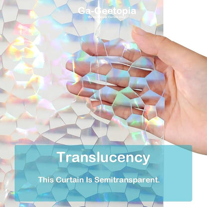 Ga-Geetopia Holographic Extra Long 3D EVA Shower Curtain Liner Water Cube, 72x80 Premium Light Weight Clear Plastic Bathroom Shower Curtain with Rustproof Metal Grommets