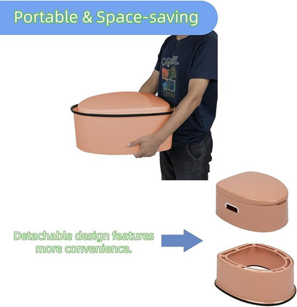 Portable Toilet with Non-Slip Mat, Leak-Proof & Odorless Travel Toilet, Brown