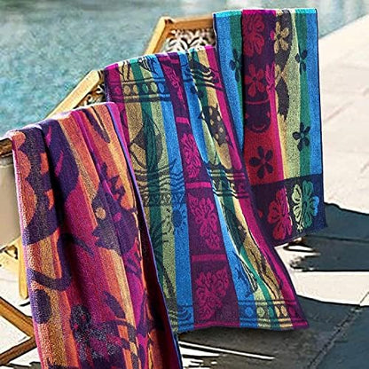 Cotton Beach Towels- Hammam Classic Pool Towel 30 x 60 Inches Oversized Soft Beach Towels for Adults - Luxury Bath Towels - Summer Gifts Accessories - Pack of 6