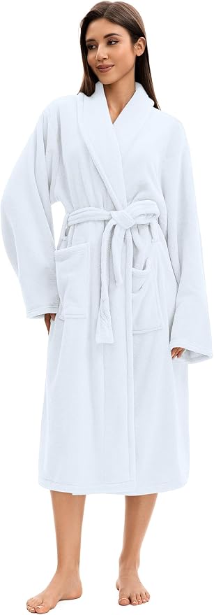 Soft Robe For Women，Warm Plush Bath Robes Female，Spa Towel After Shower Lightweight Long Bathrobe