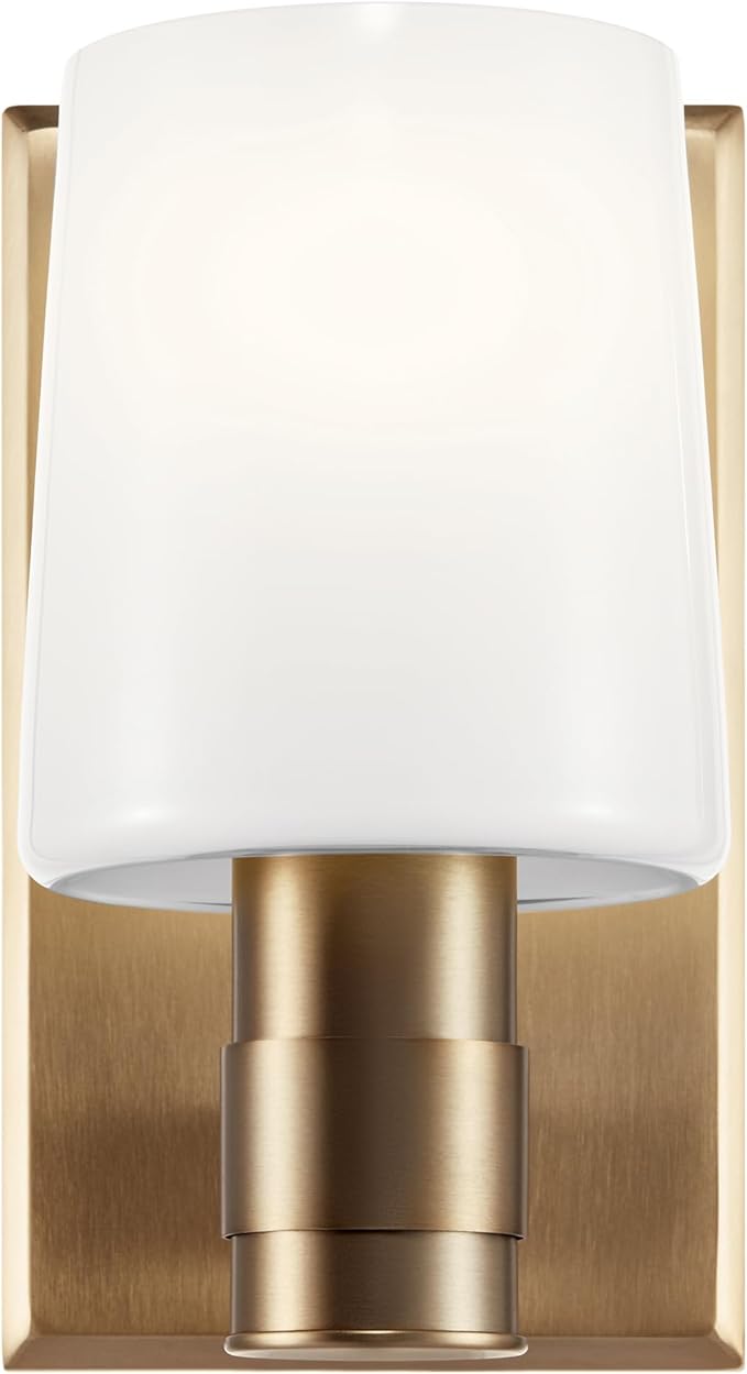 Kichler Adani 1-Light Wall Sconce, Modern Light with Opal Glass in Champagne Bronze, for Bathroom, Powder Room, Kitchen, Bedroom, or Hallway (8.5" x 5"), 55174CPZ
