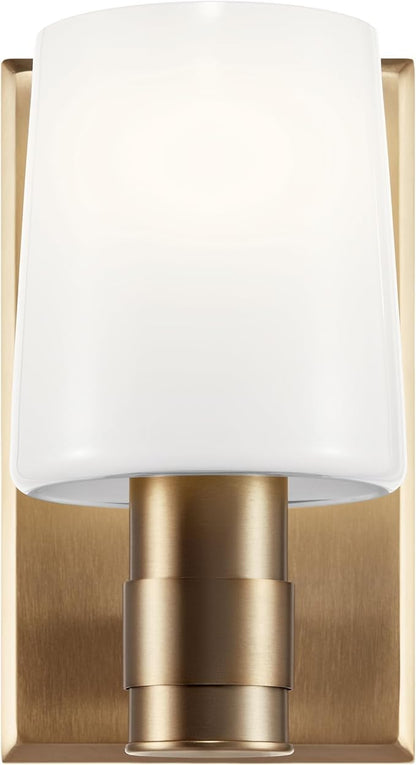 Kichler Adani 1-Light Wall Sconce, Modern Light with Opal Glass in Champagne Bronze, for Bathroom, Powder Room, Kitchen, Bedroom, or Hallway (8.5" x 5"), 55174CPZ