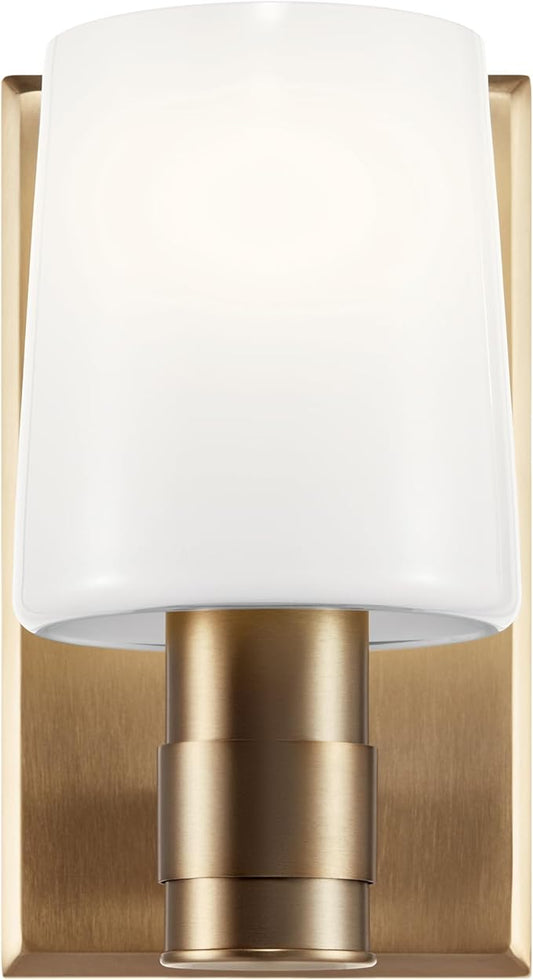 Kichler Adani 1-Light Wall Sconce, Modern Light with Opal Glass in Champagne Bronze, for Bathroom, Powder Room, Kitchen, Bedroom, or Hallway (8.5" x 5"), 55174CPZ