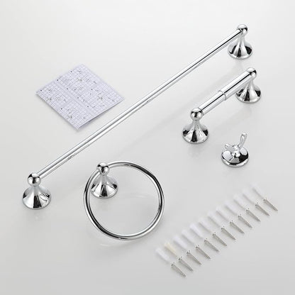 BGL Bathroom Hardware Set, Chrome Adjustable Expandable Towel Bar 4-Piece Bathroom Accessory Set Wall Mounted Robe Hook Toilet Paper Holder Towel Ring Towel Bar