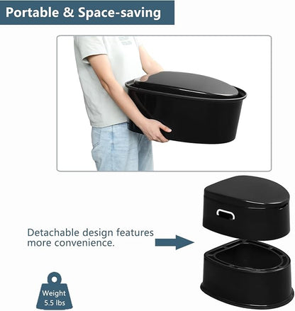 VINGLI Portable Detachable Camping Toilet | Splash-Proof Commode with Odor-Seal Lid | Compact Sanitation Solution for RV, Emergency, Outdoor Use, Black