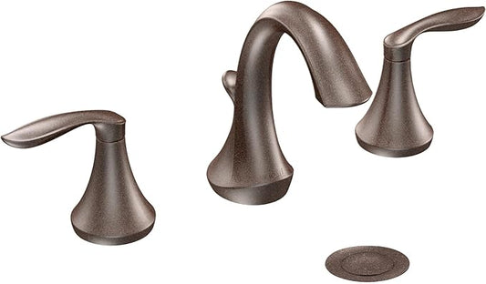 Moen Eva Oil-Rubbed Bronze Two-Handle High Arc Widespread Bathroom Sink Faucet for 3-Hole Setups with Valve Included, TV6420ORB