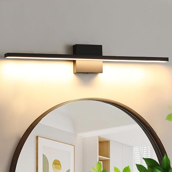 Bathroom Light Fixtures Over Mirror, 32 Inch Black Bathroom Vanity Light, LED Modern Wall Sconce 3000K Bar Vanity Lights for Restroom