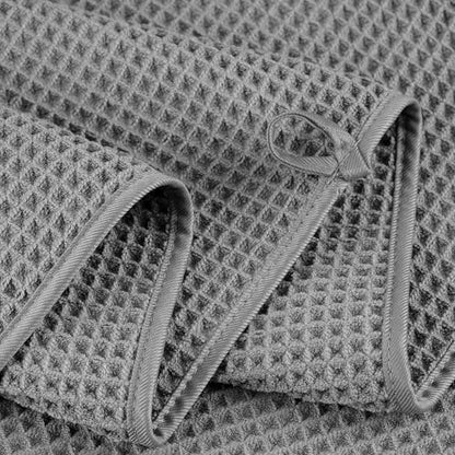 POLYTE 430 GSM Poly Blend Microfiber Quick Dry Waffle Bath Towel Set of 6