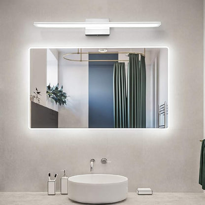 Modern Vanity Light Bar 16W Over Mirror Lights Fixtures for Bathroom Indoor LED Bath Vanity Light Chrome Bathroom Lighting Acrylic Wall Lights Fixtures for Restroom Bedroom Living Room 6000K