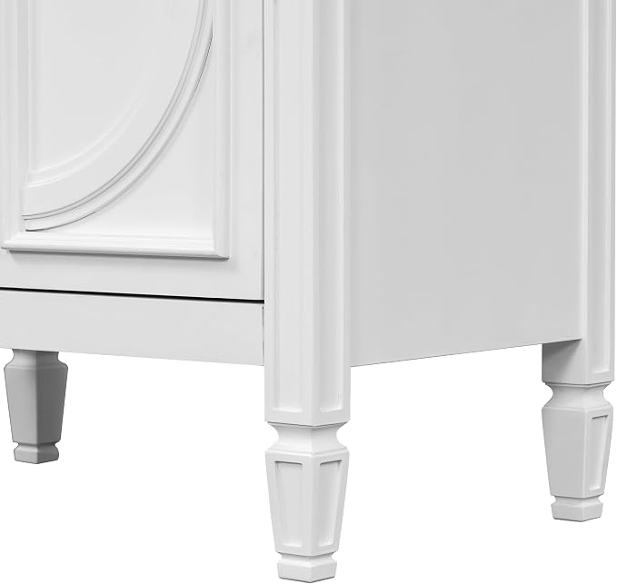 Christopher Knight Home Benton 30" Bathroom Vanity with Ceramic Sink, Rubberwood Frame, Adjustable Shelves, Soft Close Door Hinges, Storage Cabinet with 2-Tier Door Organizer, 1 Drawer, White