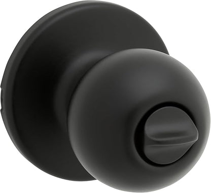 Kwikset Polo Interior Privacy Door Knob with Lock, Door Handle for Bathroom and Bedroom, Matte Black Keyless Turn Lock Doorknob, with Microban Protection