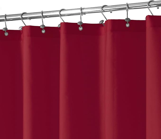 N&Y HOME Fabric Shower Curtain or Liner with Magnets, Red | Hotel Quality, Washable, Water Repellent, Cloth Shower Curtain with Grommets for Bathroom, Standard Size