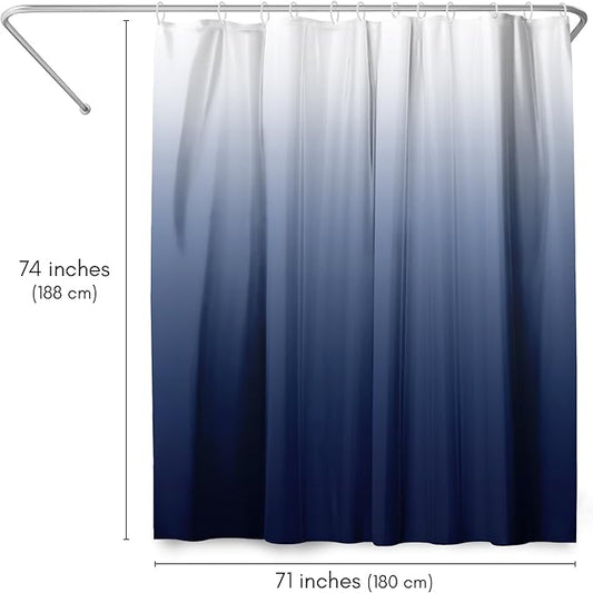 Americanflat 71x74 Blue Ombre Shower Curtain - Water-Resistant Long Shower Curtain with Durable Metal Grommets and 12 Hooks - 100% Polyester