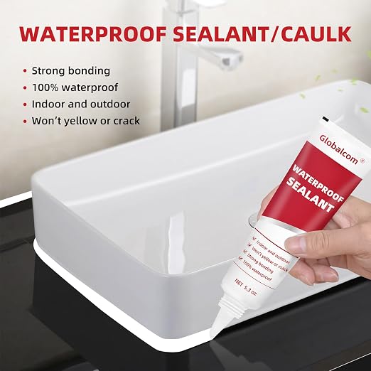 Advanced Silicone Caulk for Kitchen & Bathroom Waterproof Silicone Sealant | for Interior and Exterior Use, Stronger Adhesion Shrink & Crack Proof - 5.3 oz White