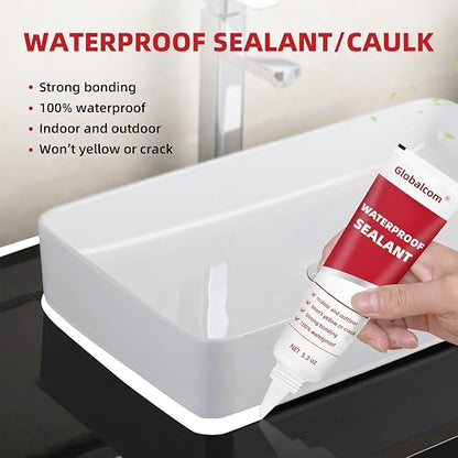 Advanced Silicone Caulk for Kitchen & Bathroom Waterproof Silicone Sealant | for Interior and Exterior Use, Stronger Adhesion Shrink & Crack Proof - 5.3 oz White