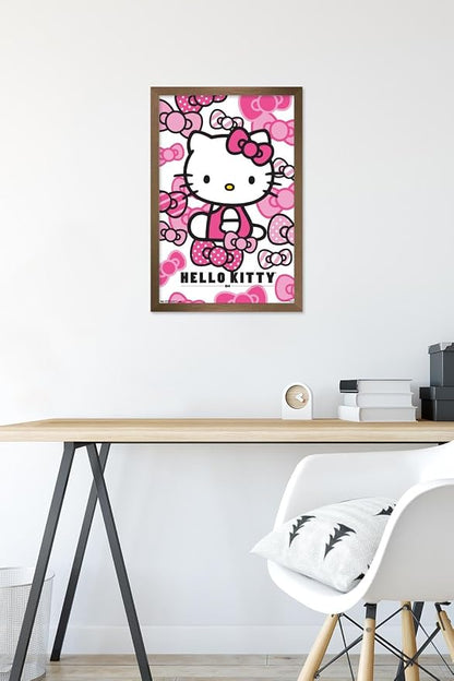 Trends International Hello Kitty: 16 Core - Bows Wall Poster, 22.4L x 14.7W, Bronze Framed Version