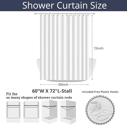 Nautical Coastal Shower Curtain, Blue Ocean Beach Seashell Starfish Themed Bathroom Curtain Waterproof Fabric Machine Washable with Hooks, 60" Wx72 L