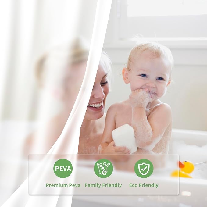 eachope 2 Pack PEVA Snap-in Shower Curtain Liner Replacement,Compatible with No Hook Shower Curtain with Snap in Liner, Removable & Water-Repellent,Machine Washable,70x64,Frost