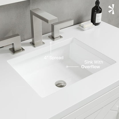 Eviva Cambridge 36 in. White Single Sink Bath Vanity with Quartz Top and Undermount Porcelain Sink