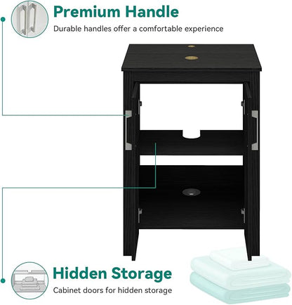 YOURLITE Bathroom Vanity, 24" Modern White Bathroom Cabinet (Black)