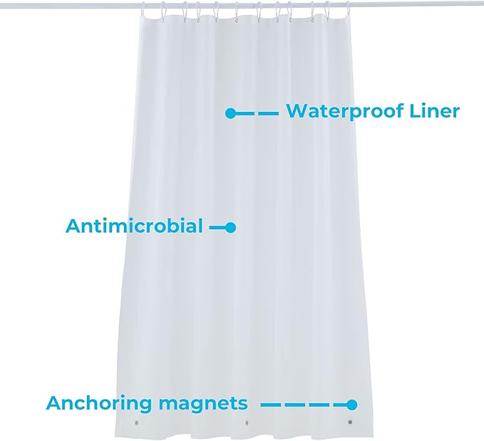 Linenspa Clear 4G Shower Curtain Liner – PEVA Waterproof Vinyl – 72 x 72 Inch Standard Shower Liner - Dorm Room Essentials