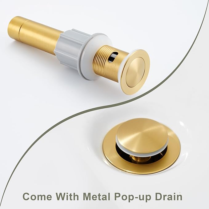 Ultimate Unicorn Bathroom Faucet for Sink Brushed Gold, 4 Inch Bathroom Sink Faucet for 3 or 2 Holes, 2 Handle Waterfall Faucets with Pop up Drain, Centerset Faucets for RV Counter