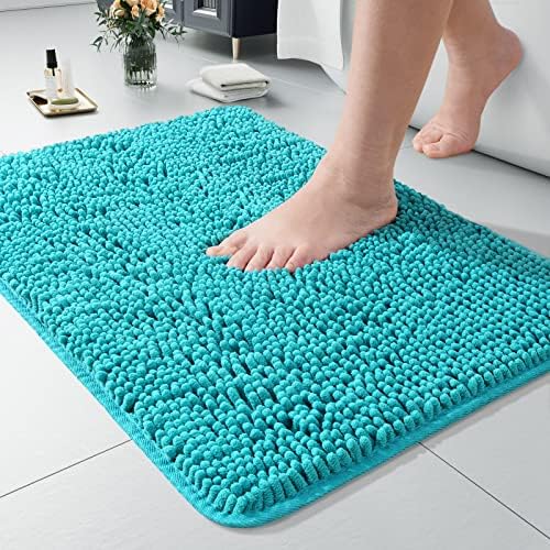 LOCHAS Luxury Bathroom Rug Shaggy Bath Mat 24 x 17 Inch, Teal Blue
