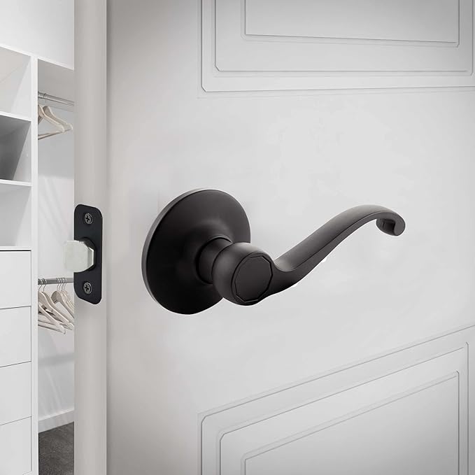 Design House 779215 Scroll Passage Hall and Closet Door Lever Matte Black