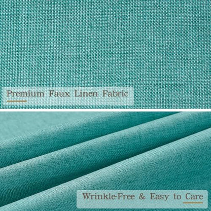 Furlinic No Hook Scalloped Shower Curtain Boho Teal Waterproof Linen 55x78