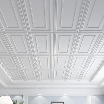 Art3d Drop Ceiling Tiles, 24x48in. White (12-Pack), Polyvinyl Chloride (PVC), Glue Down | Lightweight, Waterproof, No Sag and Breakage, Compatible with Grid System, Perfect for Basement, Kitchen