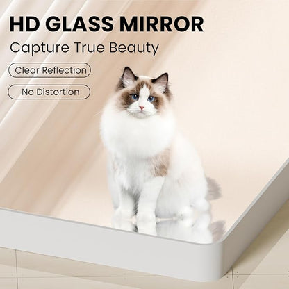 White Bathroom Mirror 28x36 Inch, White Metal Framed Bathroom Mirror for Wall, Rounded Rectangle Matte Bathroom Vanity Mirror, Tempered Glass, Anti-Rust, Horizontal/Vertical