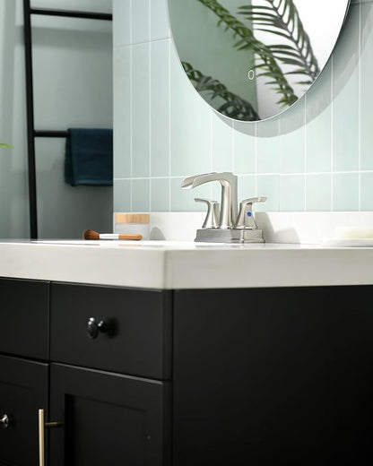 Fapully Bathroom Faucet, Waterfall Bathroom Sink Faucet Widespread, 4 Inch Centerset Brushed Nickel Faucet for Bathroom Sink with Pop-up Drain