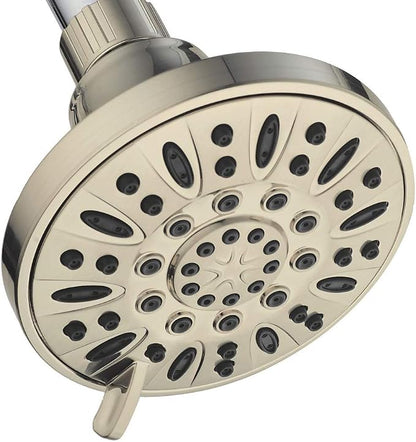 AquaDance Brushed Nickel High Pressure 6-Setting 4" Shower Head – Angle Adjustable, Anti-Clog Showerhead Jets, Tool-Free Installation-USA Standard Certified-Top U.S. Brand – 1.8 GPM