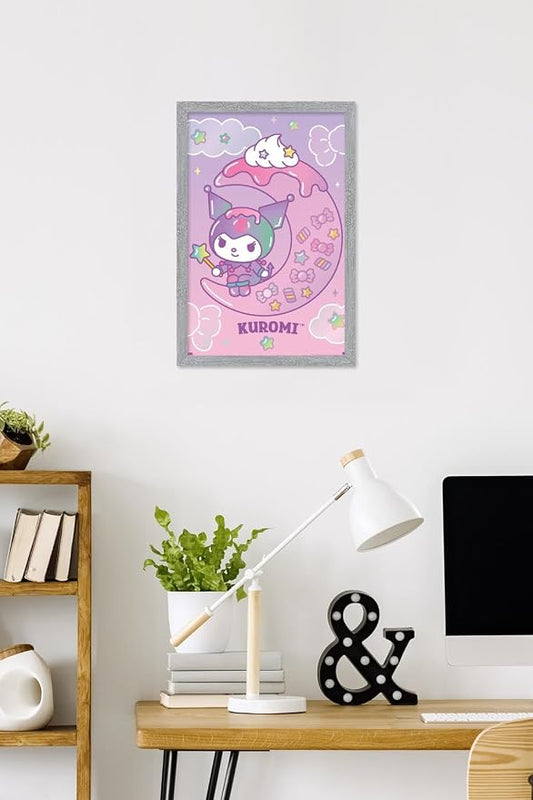 Hello Kitty and Friends: 24 Dreamland - Kuromi Wall Poster, 22.4L" x 14.7W", Gray Framed Version