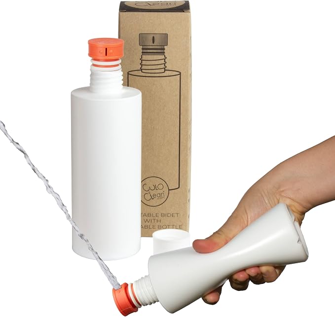 CuloClean Portable Bidet for Toilet or Travel. Peri Bottle for Men and Women. Handheld Spray. Bath Essentials (Coral)