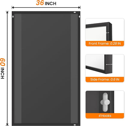 Bathroom Vanity Mirror for Wall, 60"x36" Bathroom Mirror for Over Sink | HD Shatterproof Glass, Rectangular Metal Frame, Horizontally or Vertically, Mirror for Bathroom, Living Room, Entryway(Black)