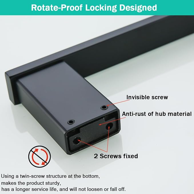 5-Pieces Matte Black Bathroom Accessories Set, Stainless Steel Bathroom Hardware Set, 23.6 Inch Bath Towel Bar Set, Towel Hooks,Towel Racks for Bathroom Wall Mounted,SE96009S-5MB
