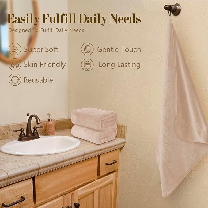 Orighty Bath Towels, Soft Feel Bath Towel, 2 Pack (27'' x 54'') | Highly Absorbent, Quick Drying Microfiber Towels for Body, Sport, Yoga, SPA, Fitness, Bathroom - Brown