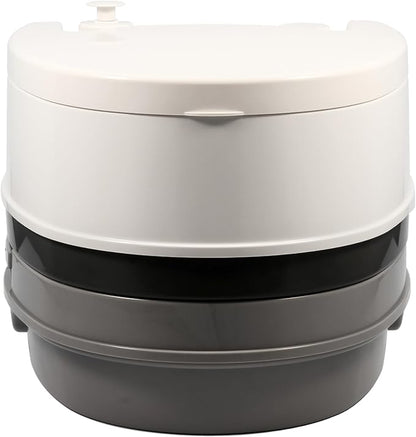 Camco RV Premium Travel Toilet - Features a 5.3-Gallon Detachable Holding Tank, Pump Flush Design & Spring-Loaded Latch (41535)