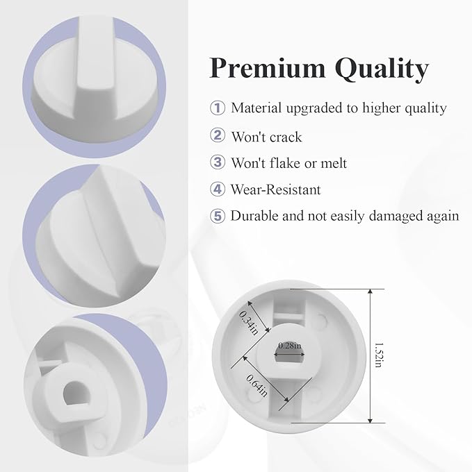 Bidet Seats Replacement Knob Compatible With Luxe Bidet Neo 120 & Neo 185, Knob Accessories for Luxe Bidet Neo 120 & Neo 185, Neo Knob, Non-Electric Bidet Attachment for Toilet Seat, 2 Pcs White