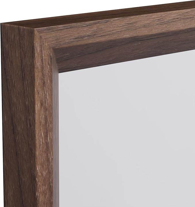 WEER Walnut Bathroom Mirror 22X30 Inch Rectangle | Walnut Wood Grain Framed, Tempered Glass, Anti-Rust, Wall Mounted, Hangs Vertically or Horizontally