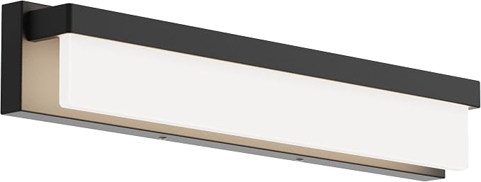 LED Bathroom Vanity Light Fixture Over Mirror 24.4 inch Modern Rectangle Black Matte Metal Lighting Bar 4000K Daylight Wall Sconce (Black)