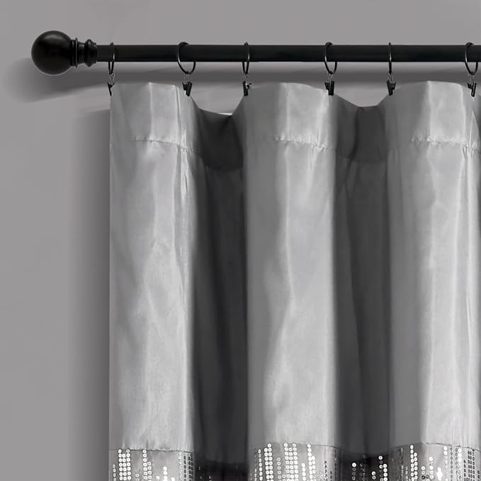 Lush Decor Night Sky Window Curtain Panel, Single 100"W x 84"L Purple & Gray - Sequin Backdrop Curtain - Extra Wide Curtains - Sliding Door Curtain
