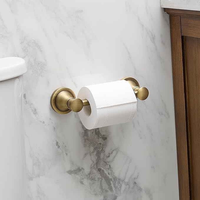 Bathroom Toilet Paper Holder Wall Mount Tissue Holder Antique Brass | Rustproof Toilet Tissue Roll Holder, Flexible Double Post Pivoting Handle, Bathroom Accessories SUS304 Stainless Steel