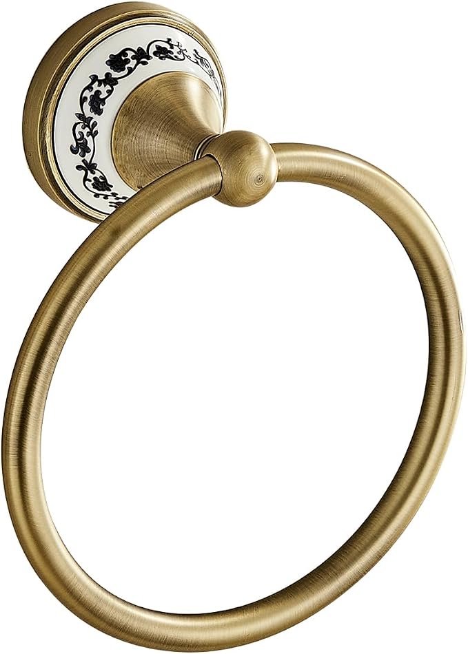 Antique Brass Towel Ring, Hand Towel Holder for Bathroom Wall | Screw-In Wall-Mounted Heavy-Duty Hand Towel Racks for Bathroom & Kitchen YIGUANXIN