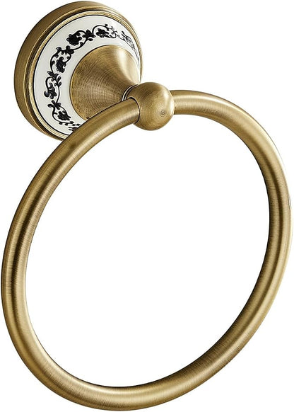 Antique Brass Towel Ring, Hand Towel Holder for Bathroom Wall | Screw-In Wall-Mounted Heavy-Duty Hand Towel Racks for Bathroom & Kitchen YIGUANXIN