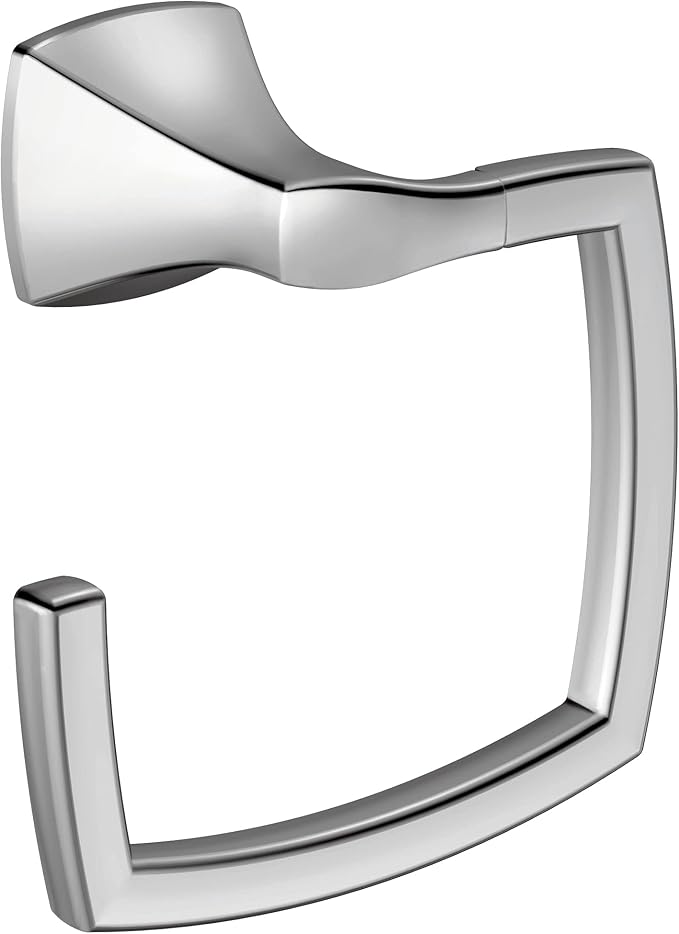Moen YB5186CH Voss Collection Modern Square Wall Mount Bathroom Hand Towel Ring, Chrome (Pack of 4)