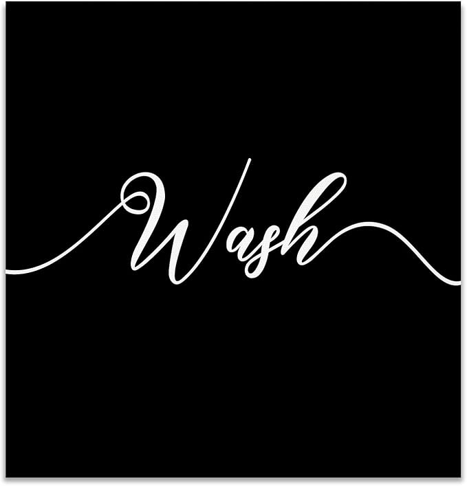 Renditions Gallery Black Wash Sign Bathroom Décor Gallery Wrapped Canvas Wall Art, 12x12,