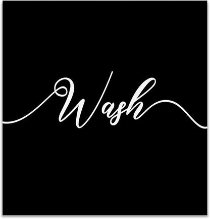 Renditions Gallery Black Wash Sign Bathroom Décor Gallery Wrapped Canvas Wall Art, 12x12,